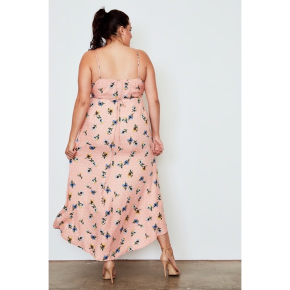 Plus Size Hi-Low Wrap Midi Dress - Picture 3 of 3